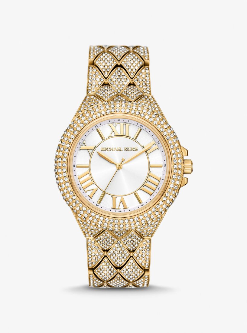 Michael Kors Oversized Camille Pave Gold-Tone Watch Gold-tone Kadın Altın | 930241-QTZ