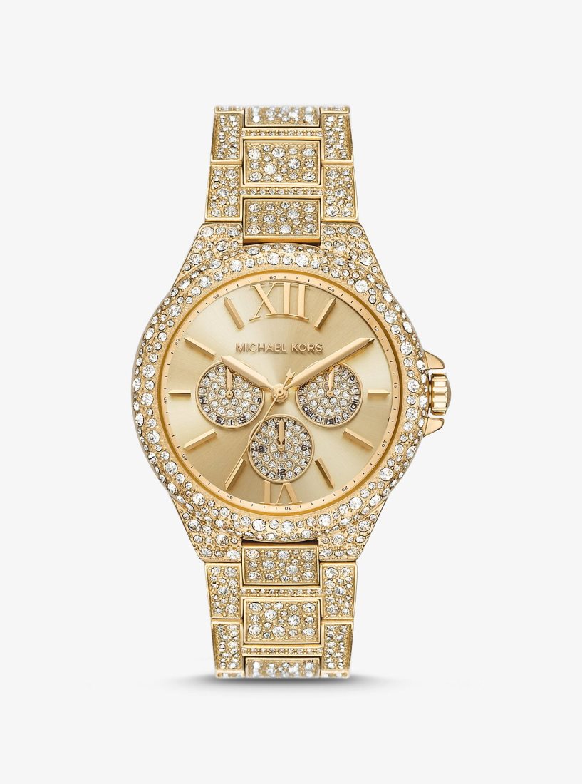 Michael Kors Oversized Camille Pave Gold-Tone Watch Oversized Kadın Altın | 263950-RXQ