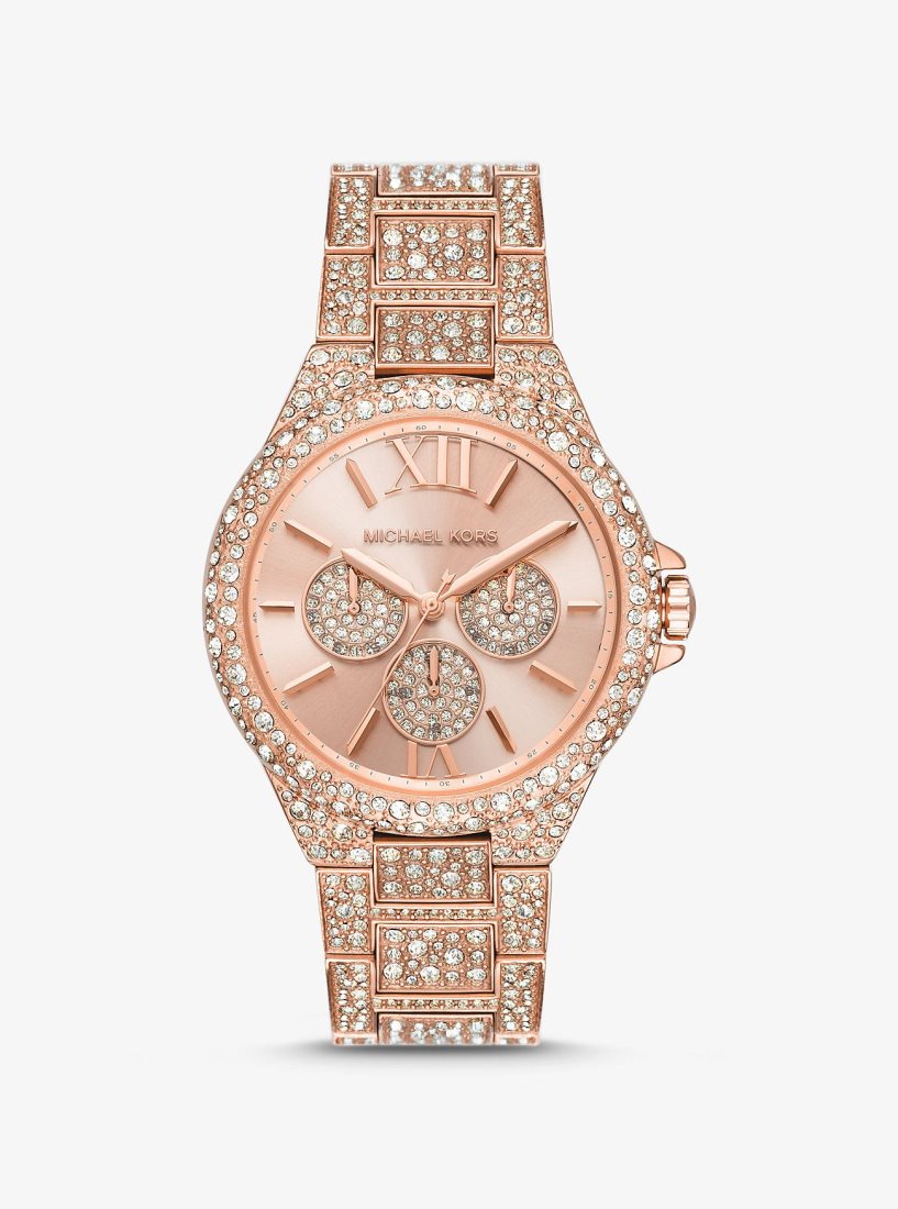 Michael Kors Oversized Camille Pave Rose Gold-Tone Watch Oversized Kadın Pembe Altın | 217693-SIH