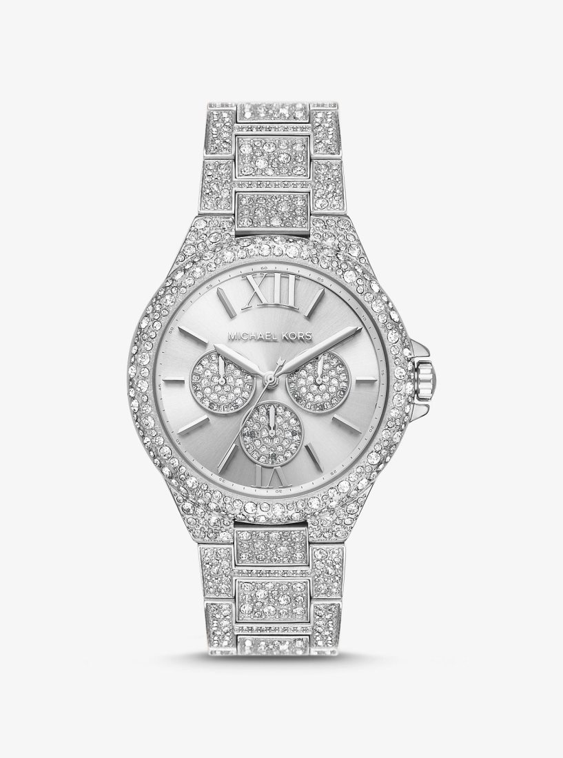 Michael Kors Oversized Camille Pave Silver-Tone Watch Oversized Kadın Gümüş | 560189-WGK