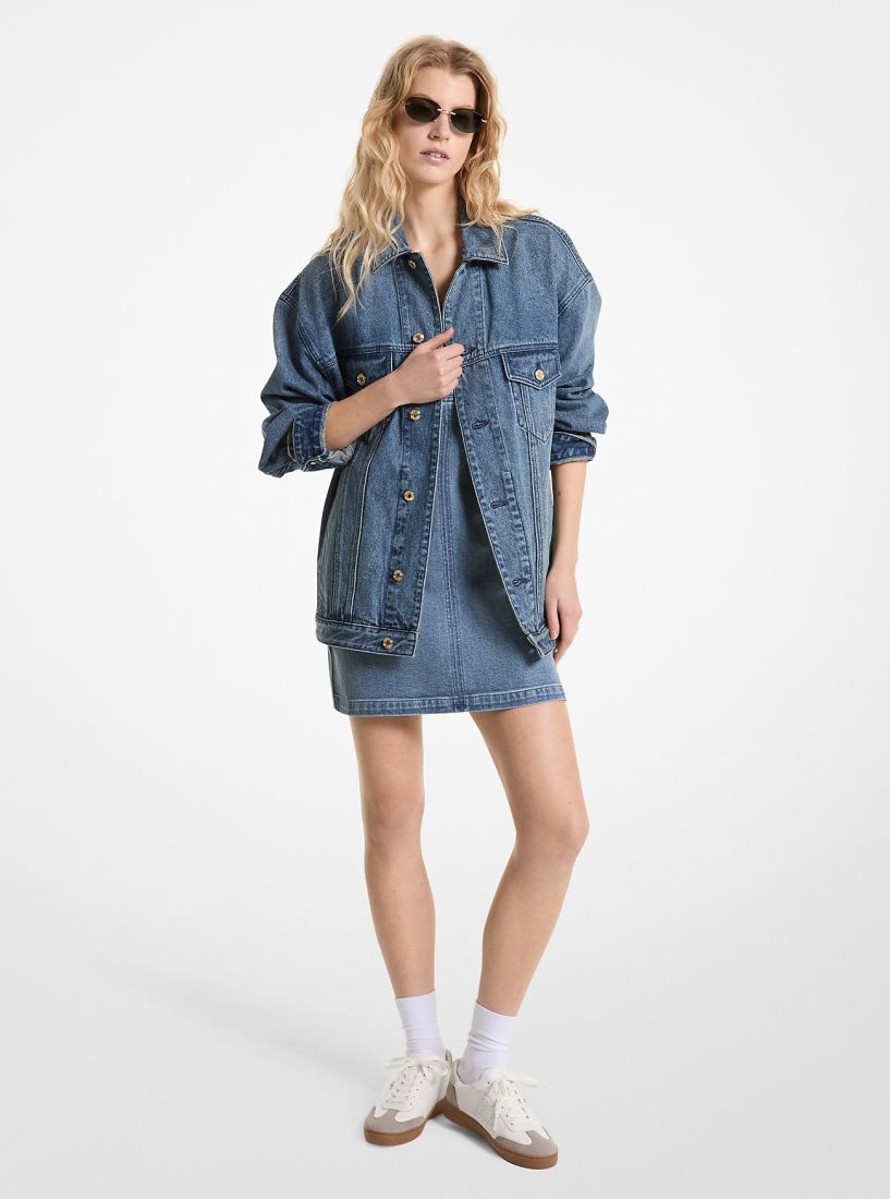 Michael Kors Oversized Denim Jacket Mont Kadın Mavi Açık Mavi | 217983-ZYQ