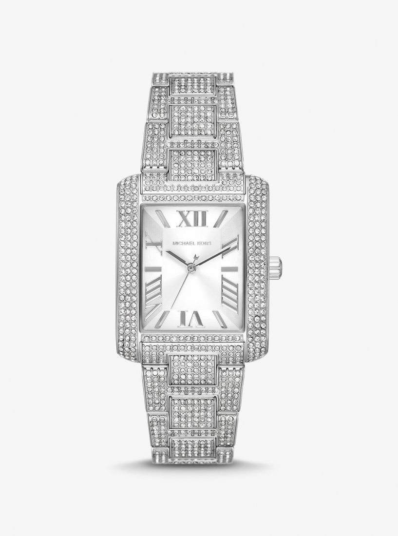 Michael Kors Oversized Emery Pave Silver-Tone Watch Silver-tone Kadın Gümüş | 610247-LBN