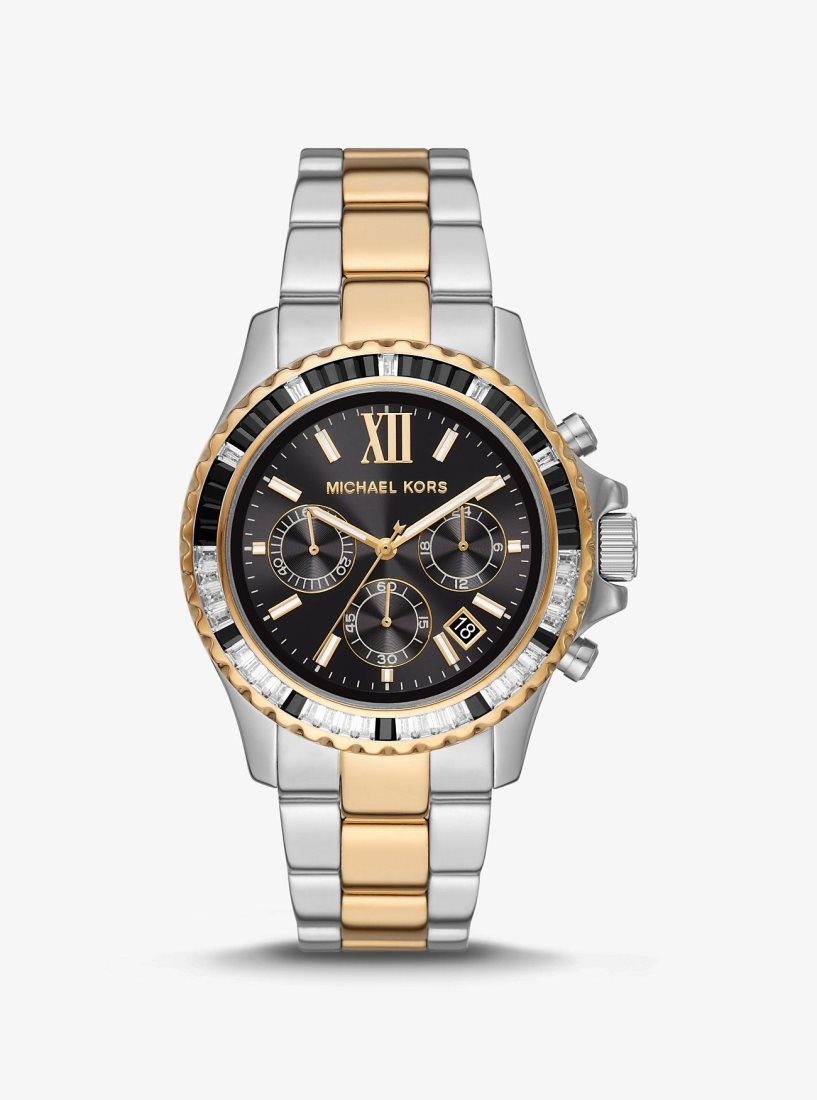 Michael Kors Oversized Everest Pave Two-Tone Watch Two-tone Kadın Two Tone | 689741-RQU