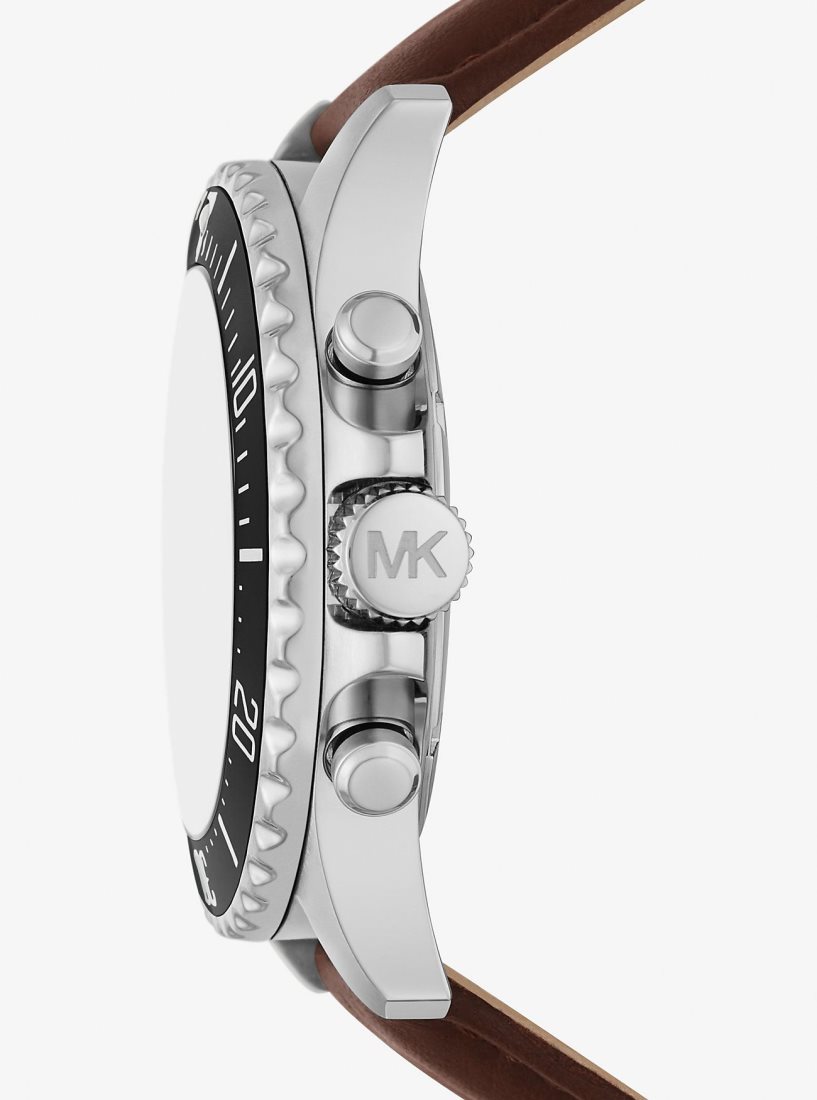 Michael Kors Oversized Everest Silver-Tone and Leather Watch Silver-tone Kadın Gümüş | 034928-GQT