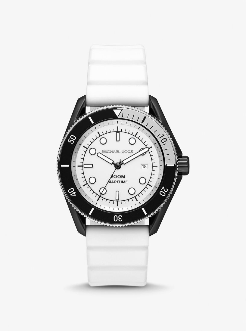 Michael Kors Oversized Maritime Silicone Watch Silicone Erkek Beyaz | 913742-ELR