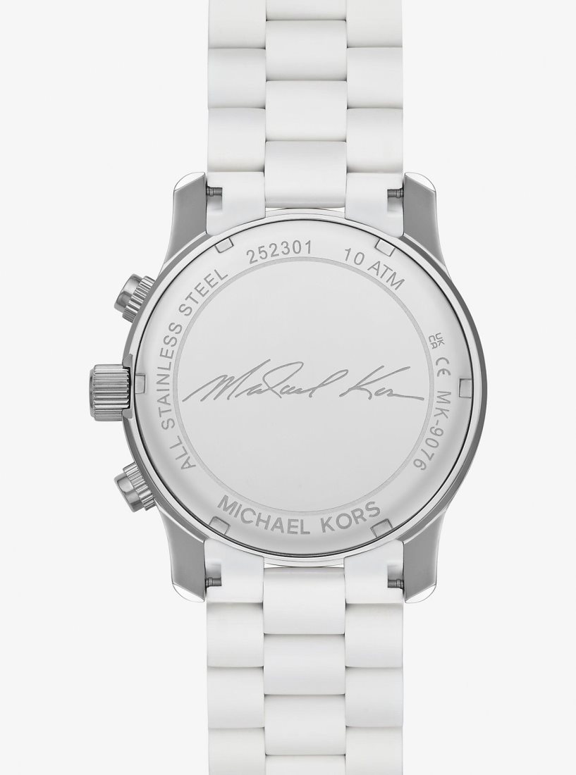 Michael Kors Oversized Runway White-Tone Watch Silver-tone Kadın Beyaz | 742056-QCZ