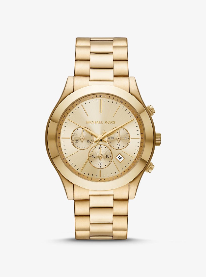 Michael Kors Oversized Slim Runway Gold-Tone Watch Oversized Erkek Altın | 739248-WFB