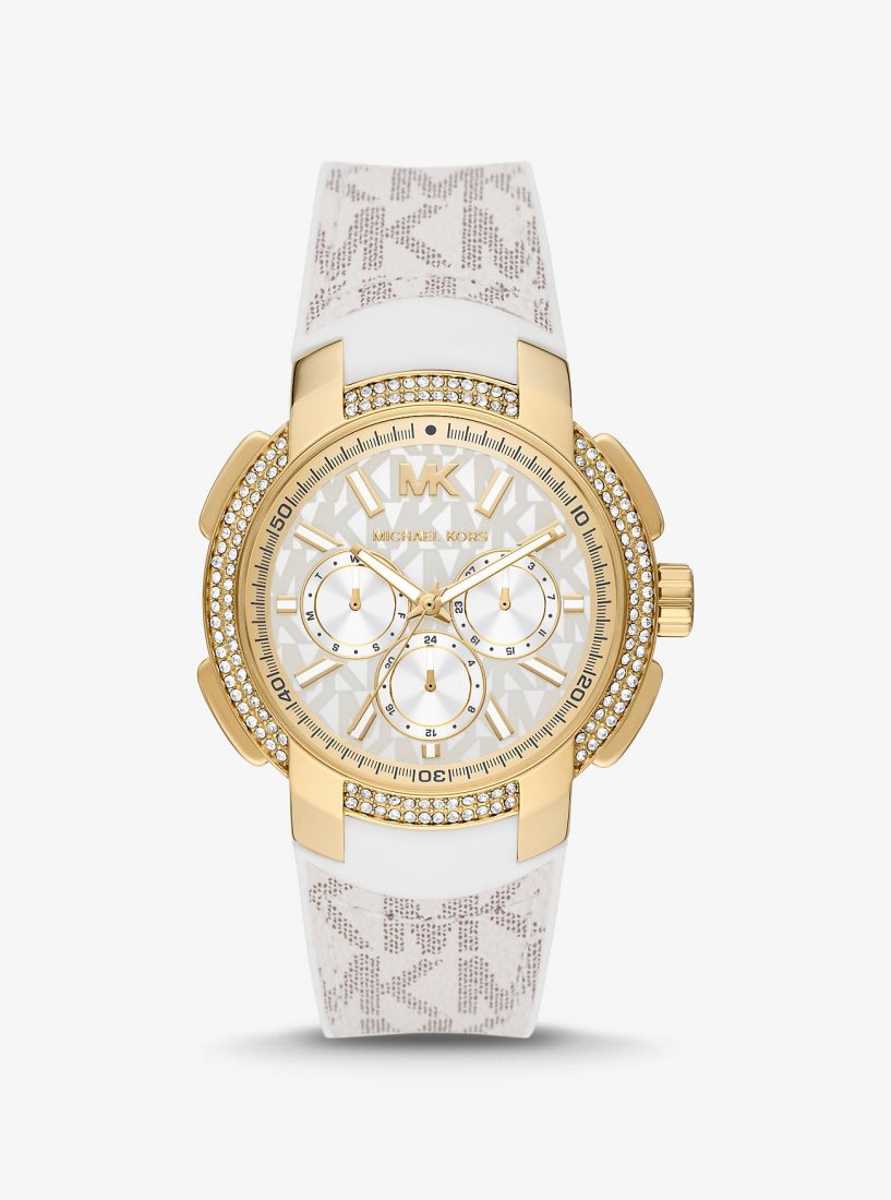 Michael Kors Oversized Sydney Pave Gold-Tone and Logo Watch Gold-tone Kadın Açık Sarı | 894702-IXH