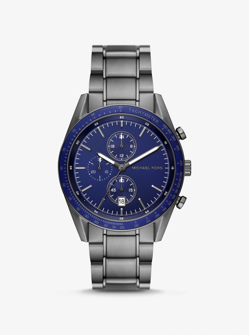 Michael Kors Oversized Warren Gunmetal Watch Oversized Erkek Gri | 046915-YXJ