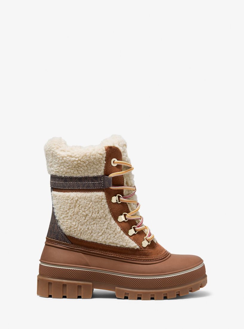 Michael Kors Ozzie Mixed-Media Boot Bot Kadın Bej Rengi | 467109-NXY