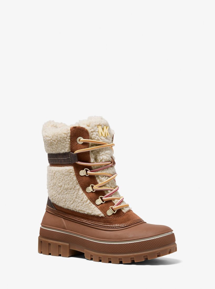 Michael Kors Ozzie Mixed-Media Boot Bot Kadın Bej Rengi | 467109-NXY