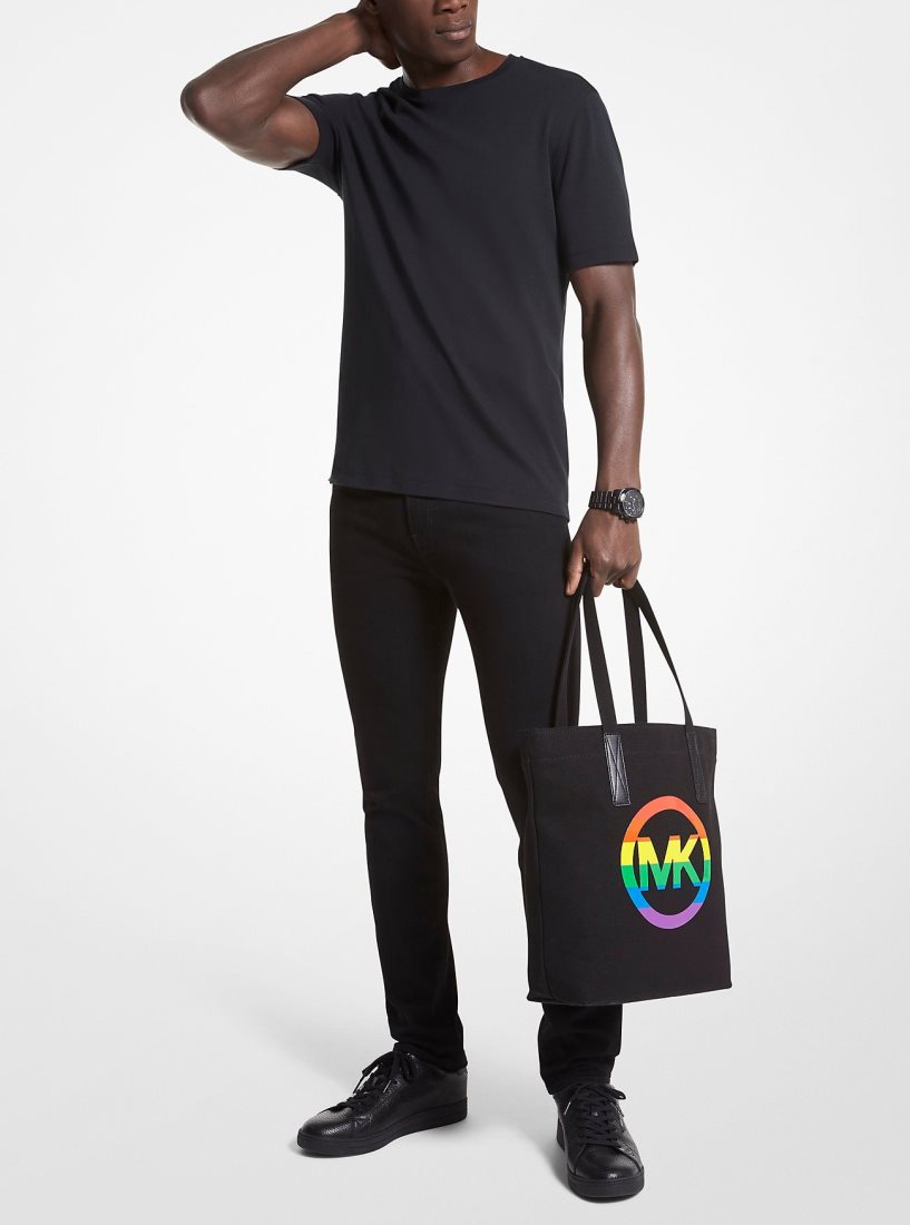 Michael Kors PRIDE Rainbow Logo Cotton Tote Bag Totes Kadın Siyah | 064891-ADN