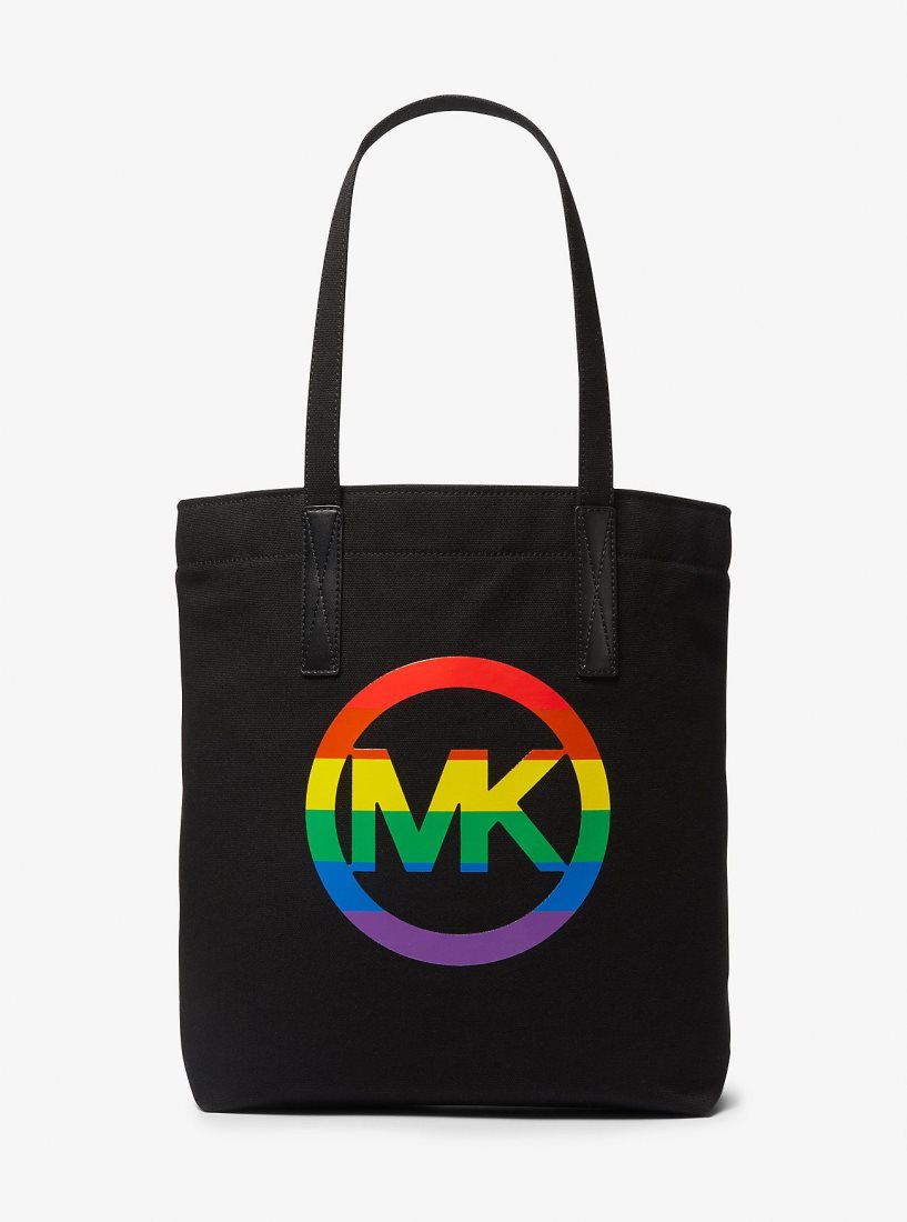 Michael Kors PRIDE Rainbow Logo Cotton Tote Bag Totes Kadın Siyah | 064891-ADN