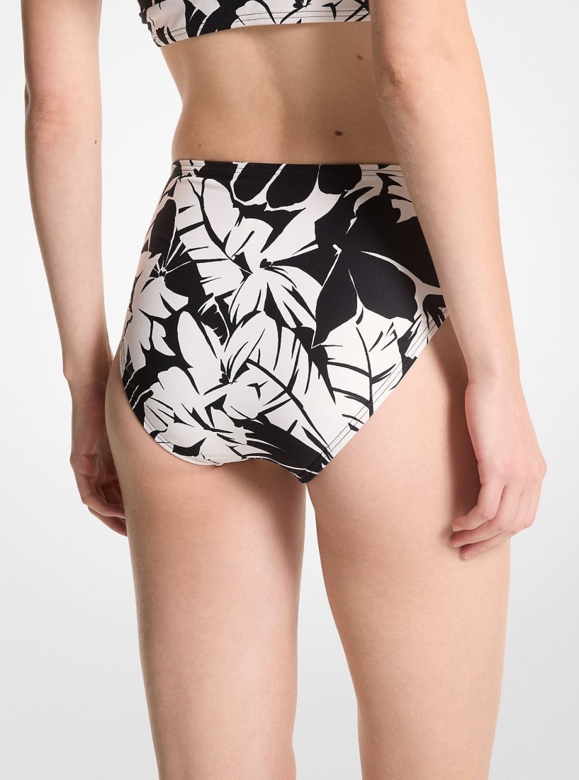 Michael Kors Palm Print Bikini Bottom Mayo Kadın Siyah Beyaz | 381549-CLE