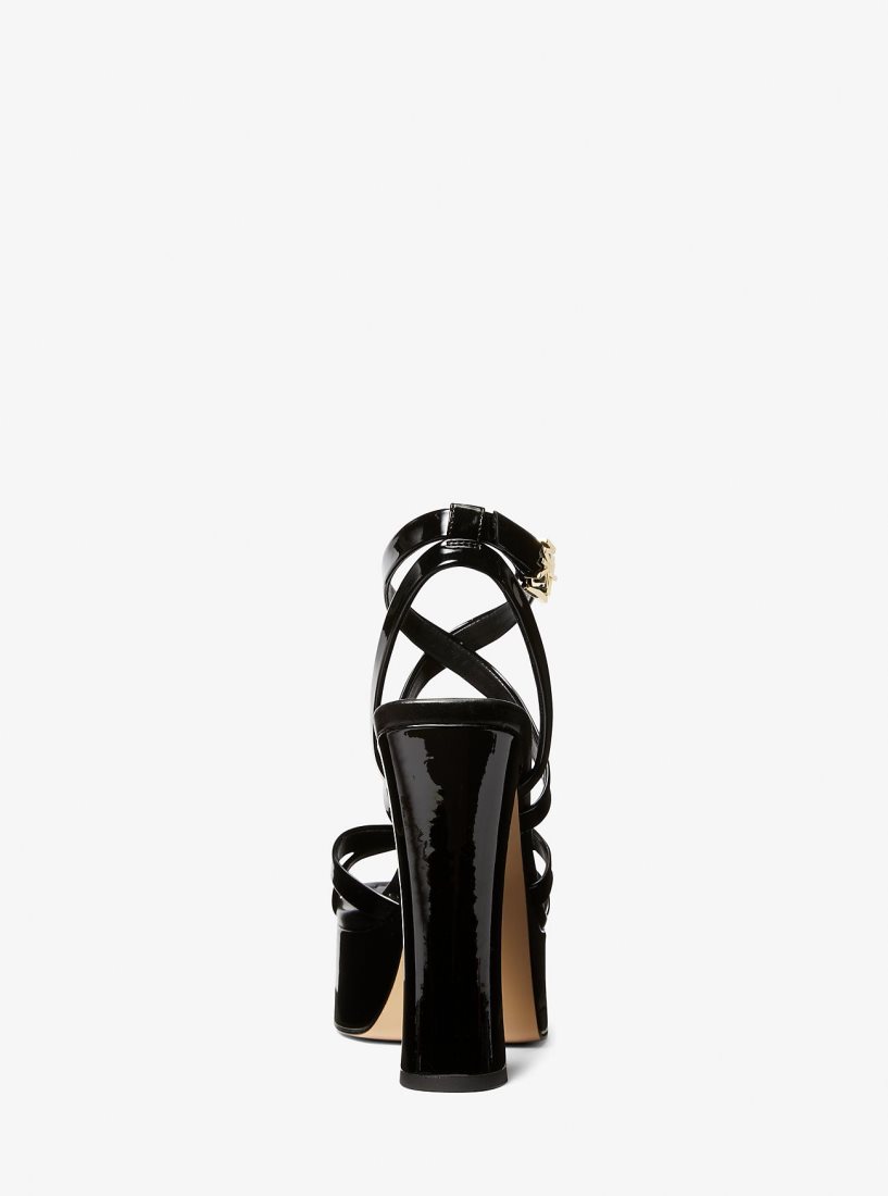 Michael Kors Paola Faux Patent Leather Sandal Sandalet Kadın Siyah | 952740-RZH