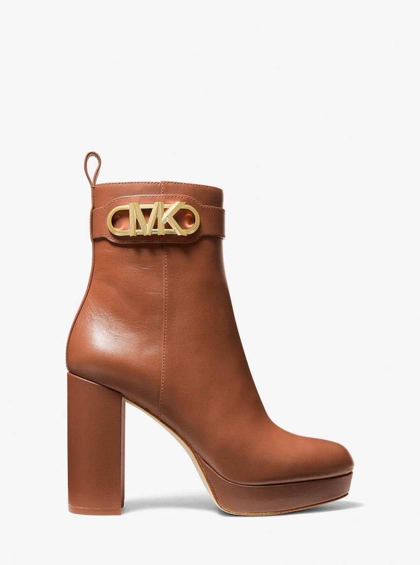 Michael Kors Parker Leather Platform Boot Kısa Bot Kadın Luggage | 273018-MPI