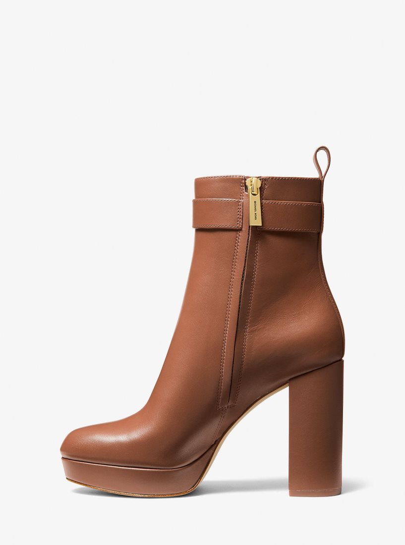 Michael Kors Parker Leather Platform Boot Kısa Bot Kadın Luggage | 273018-MPI