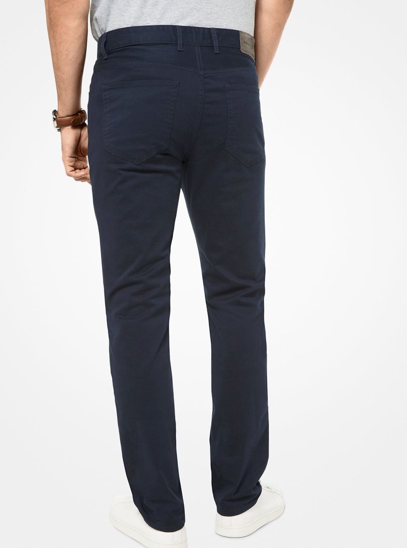 Michael Kors Parker Slim-Fit Stretch-Twill Pants Pantolon Erkek Midnight | 861432-LBA