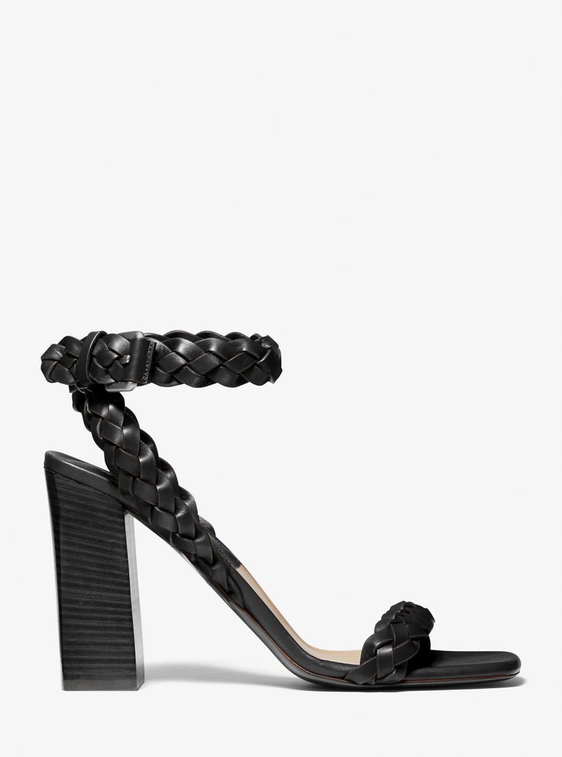 Michael Kors Pippa Woven Leather Sandal Sandalet Kadın Siyah | 348972-FZJ