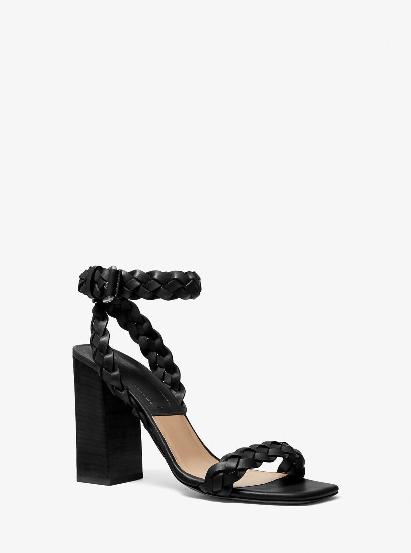 Michael Kors Pippa Woven Leather Sandal Sandalet Kadın Siyah | 348972-FZJ