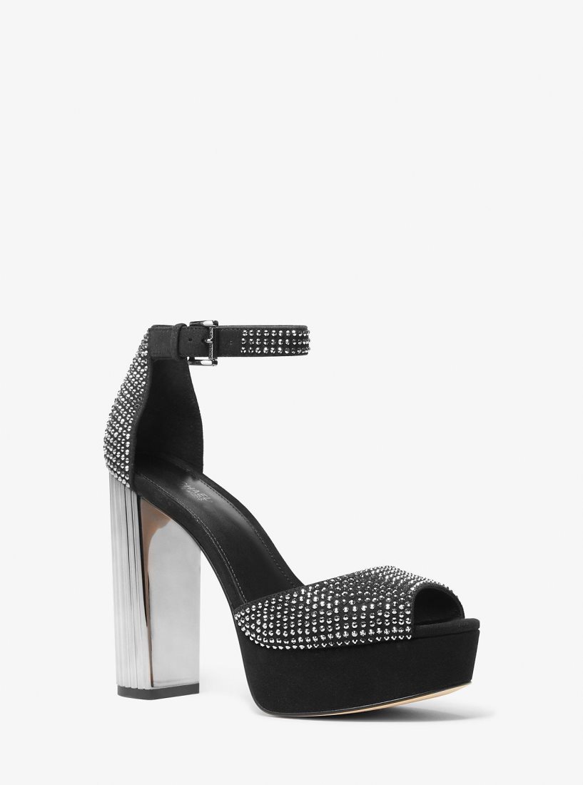 Michael Kors Porter Studded Platform Peep-Toe Pump Sandalet Kadın Siyah | 324879-MNG