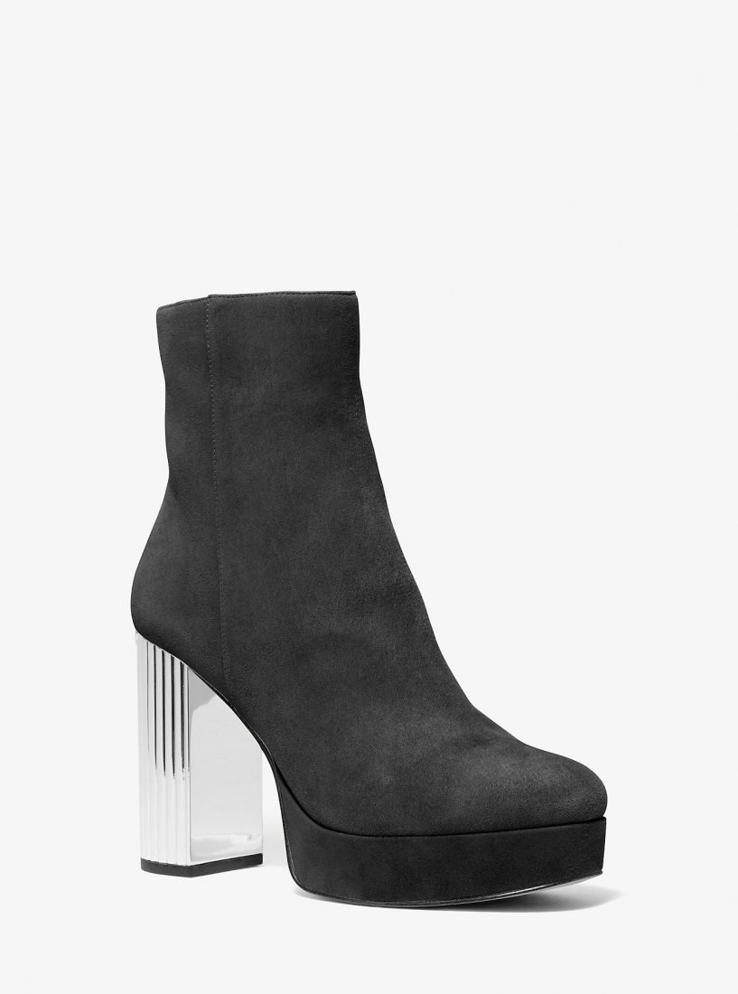 Michael Kors Porter Suede Platform Ankle Boot Kısa Bot Kadın Siyah | 809742-GKJ