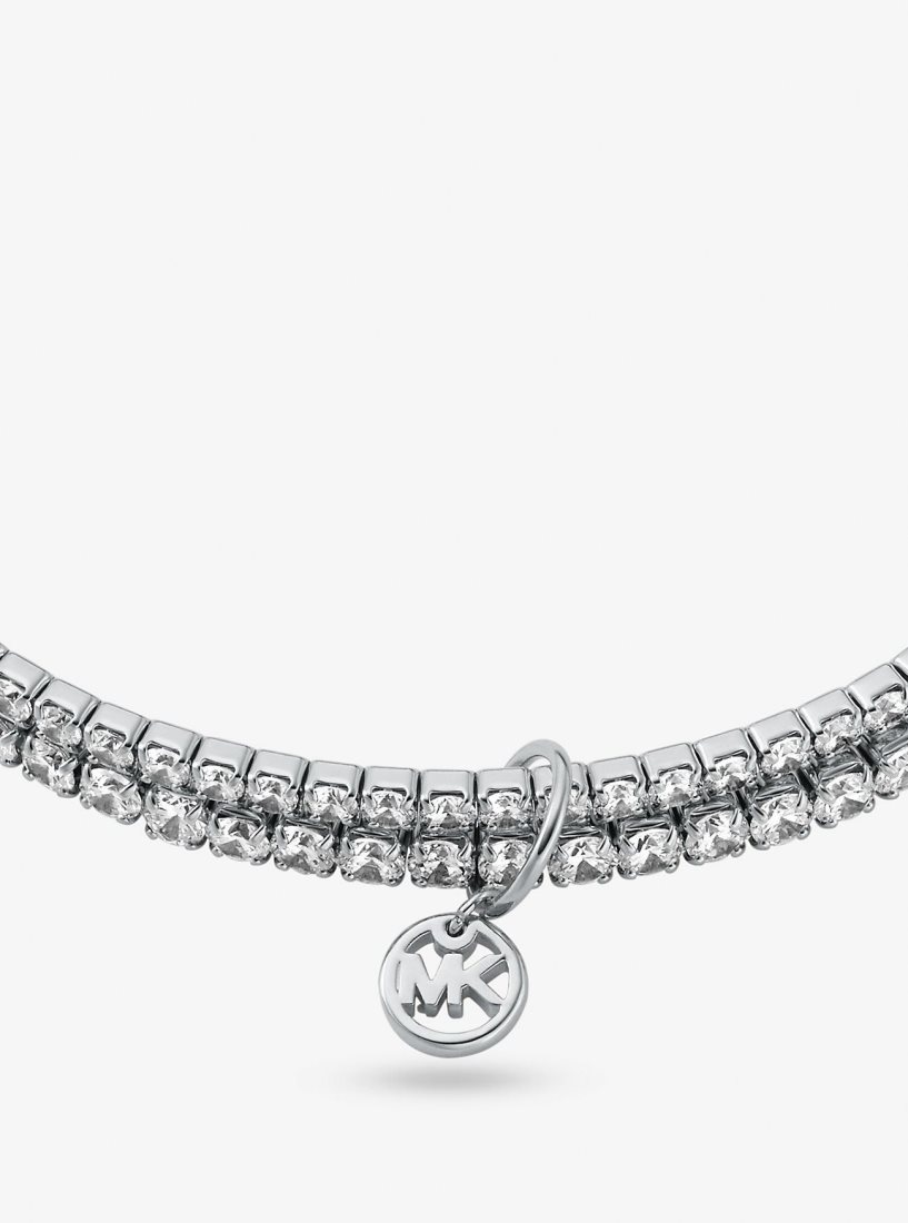 Michael Kors Precious Metal-Plated Brass Double Wrap Tennis Bracelet Bilezik Kadın Gümüş | 076859-JTS