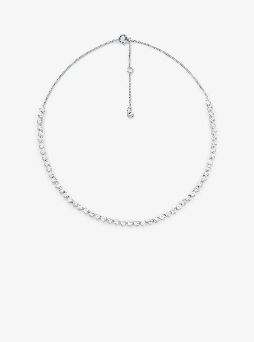 Michael Kors Precious Metal-Plated Sterling Silver Cubic Zirconia Necklace Kolye Kadın Gümüş | 724168-ZGX