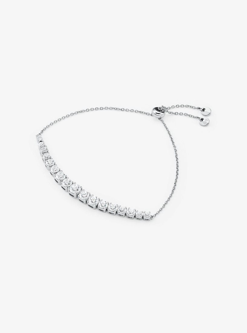 Michael Kors Precious Metal-Plated Sterling Silver Cubic Zirconia Slider Bracelet Bilezik Kadın Gümüş | 862701-ZKI