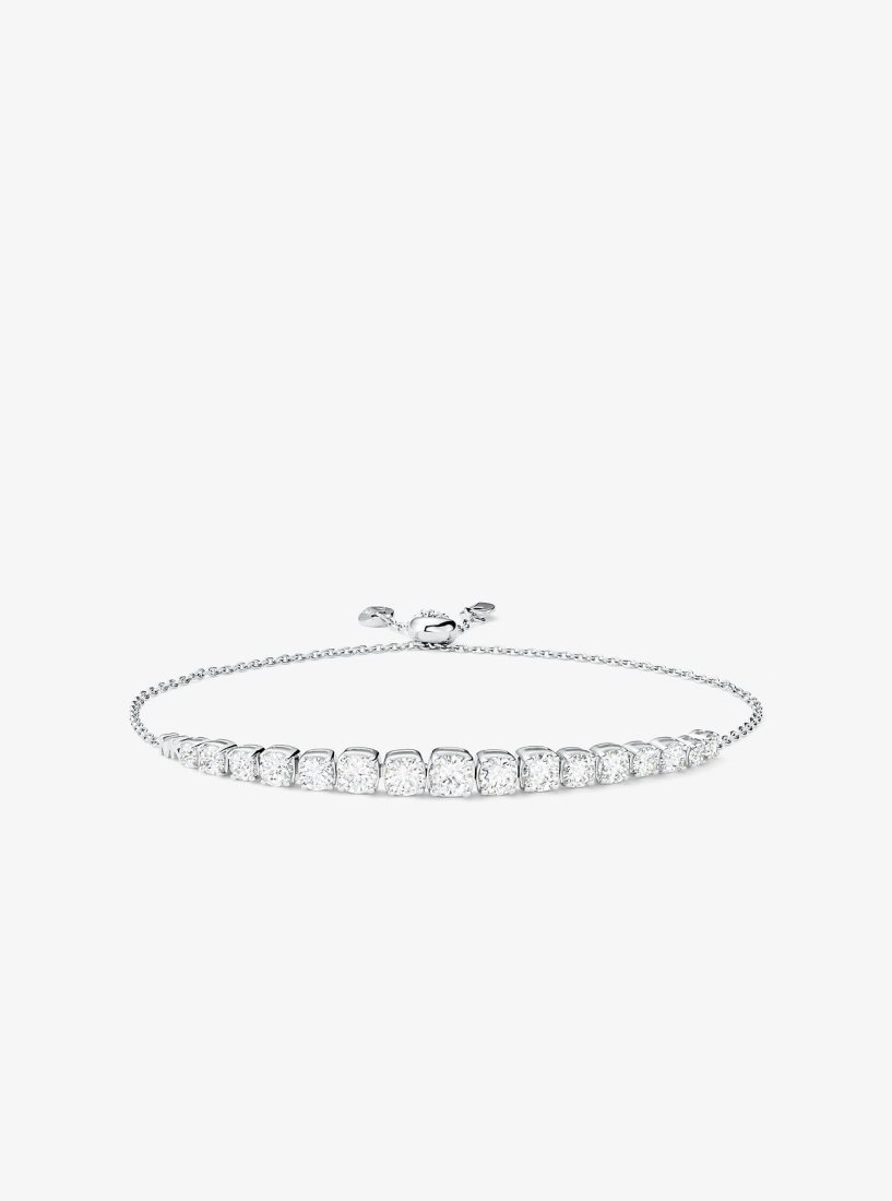 Michael Kors Precious Metal-Plated Sterling Silver Cubic Zirconia Slider Bracelet Bilezik Kadın Gümüş | 862701-ZKI