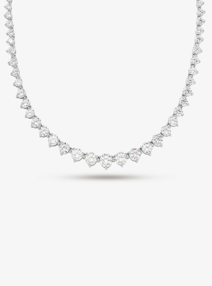 Michael Kors Precious Metal-Plated Sterling Silver Cubic Zirconia Necklace Kolye Kadın Gümüş | 298743-ODJ