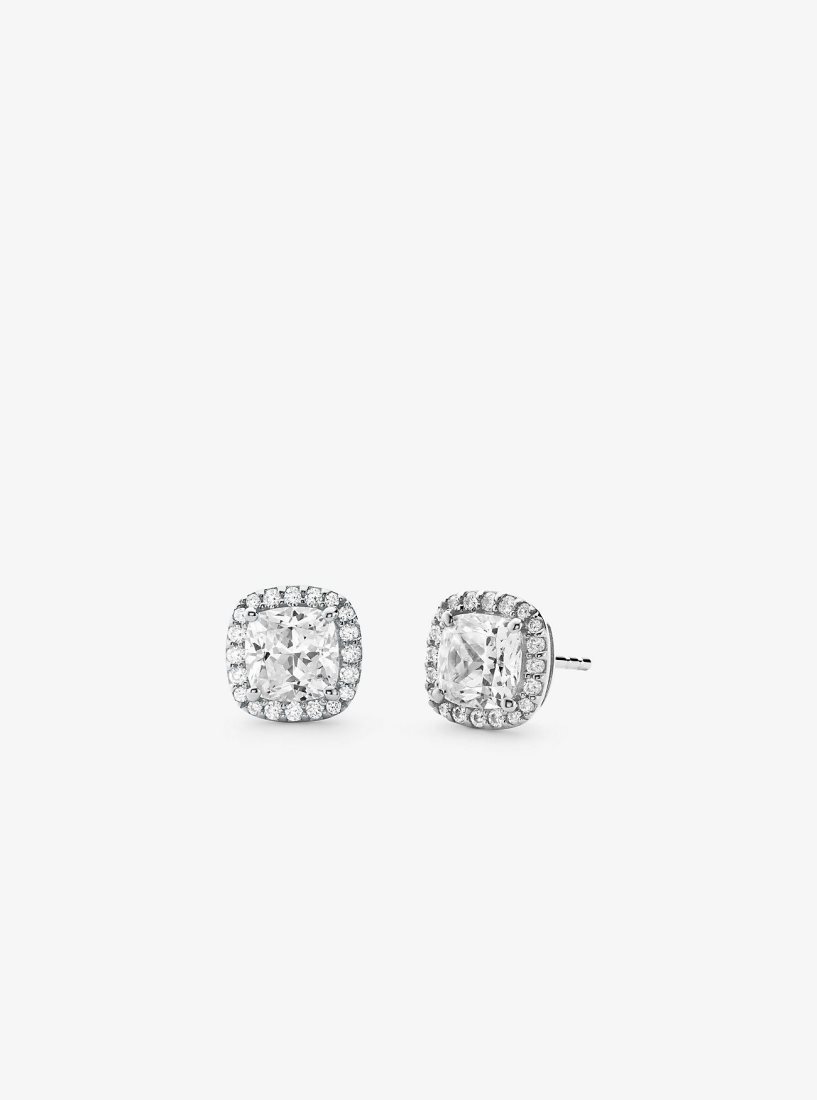 Michael Kors Precious Metal-Plated Sterling Silver Pave Stud Earrings Küpe Kadın Gümüş | 346571-EDF