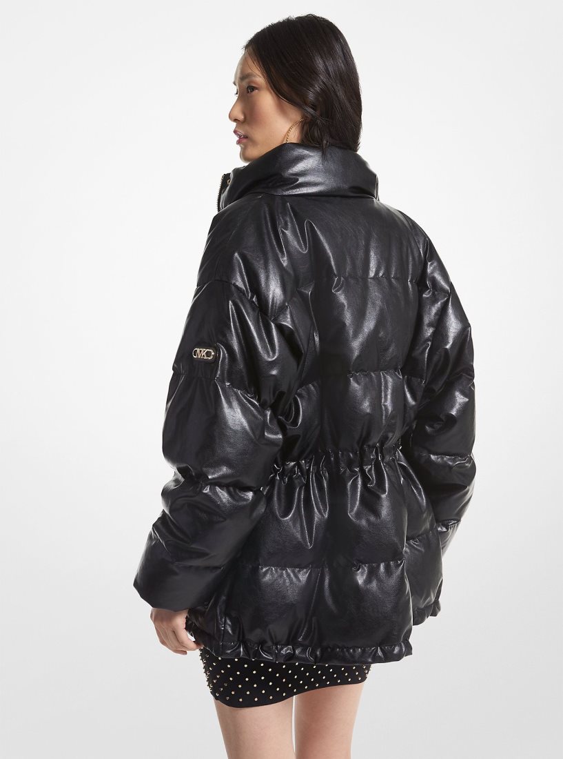 Michael Kors Quilted Coated Puffer Jacket Mont Kadın Siyah | 134978-WFP