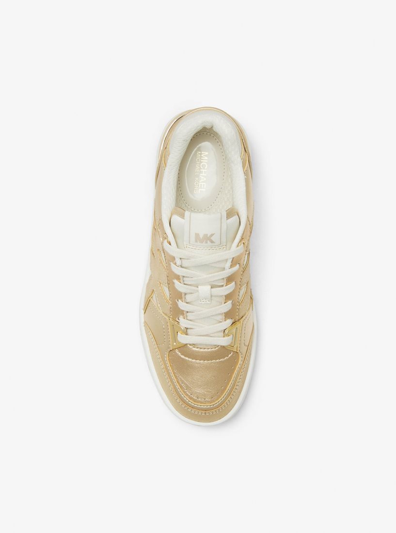 Michael Kors Rebel Metallic Leather Sneaker Spor Ayakkabı Kadın Altın | 196078-SER