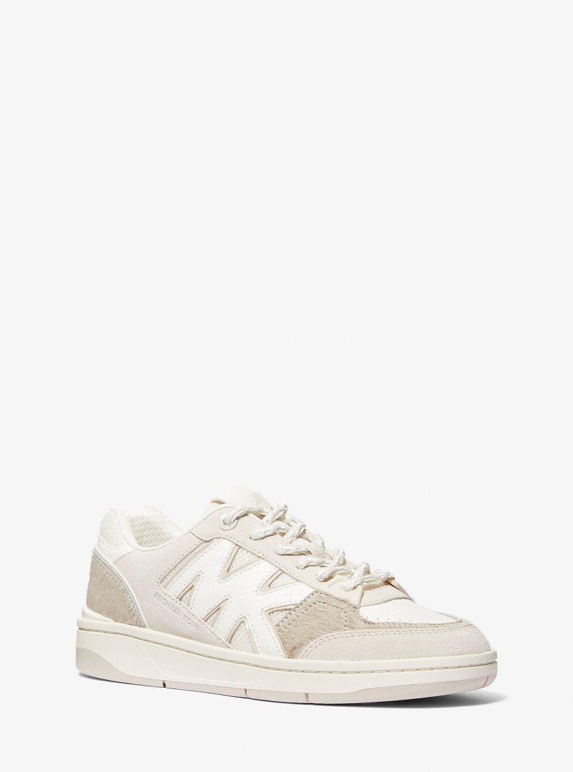 Michael Kors Rebel Mixed-Media Sneaker Spor Ayakkabı Kadın Bej Rengi Renkli | 804152-XVL