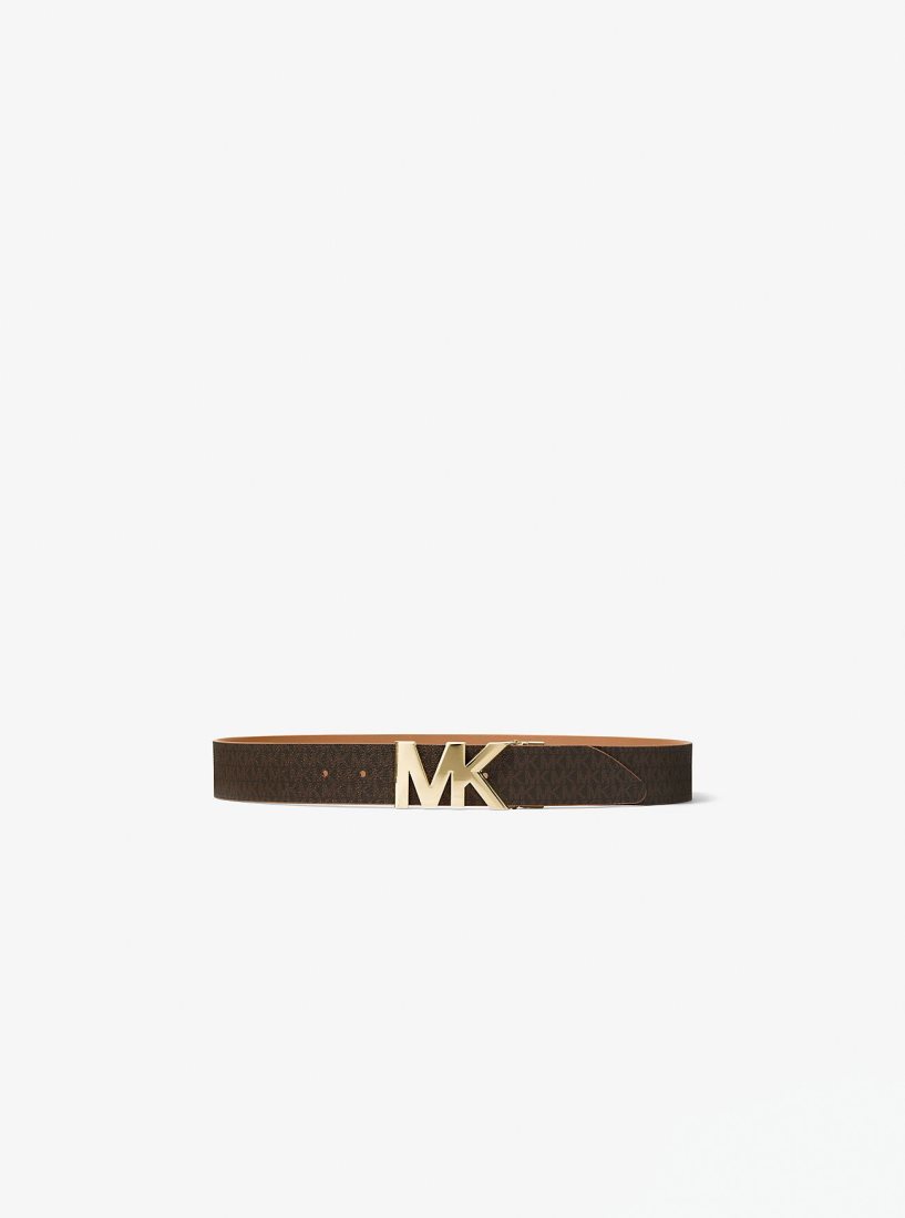 Michael Kors Reversible Logo and Leather Waist Belt Kemer Kadın Brn/Acorn | 413956-VQE