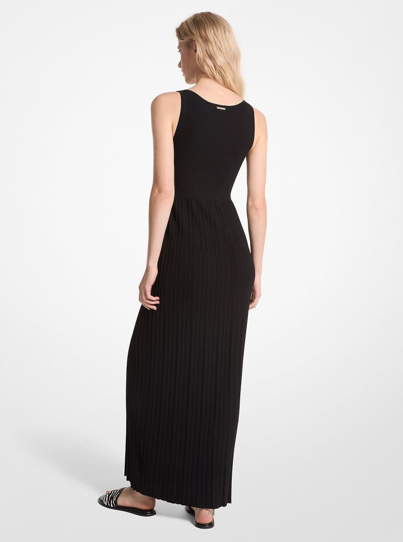 Michael Kors Ribbed Stretch Knit Maxi Dress Elbise Kadın Siyah | 850173-UNK