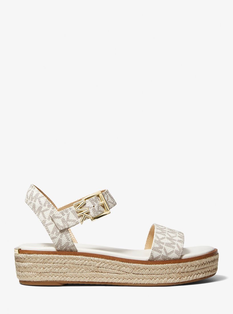 Michael Kors Richie Logo Platform Espadrille Sandal Sandalet Kadın Açık Sarı | 459780-PKR