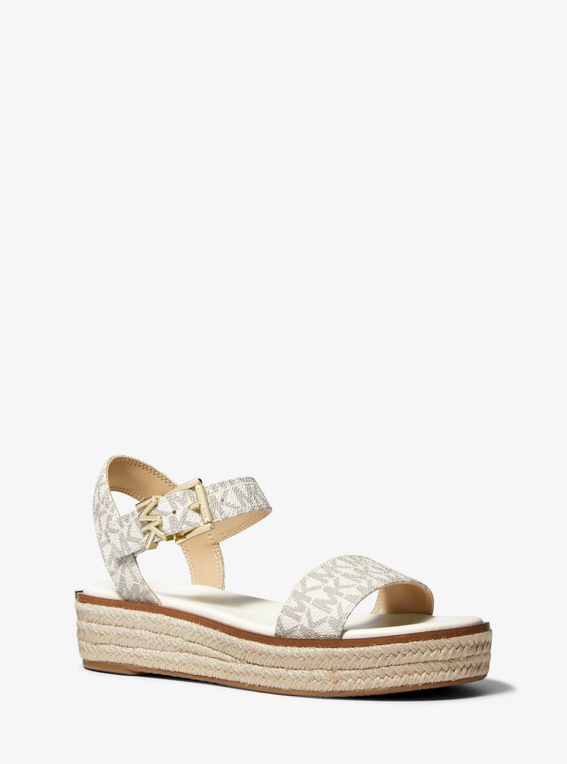 Michael Kors Richie Logo Platform Espadrille Sandal Sandalet Kadın Açık Sarı | 459780-PKR