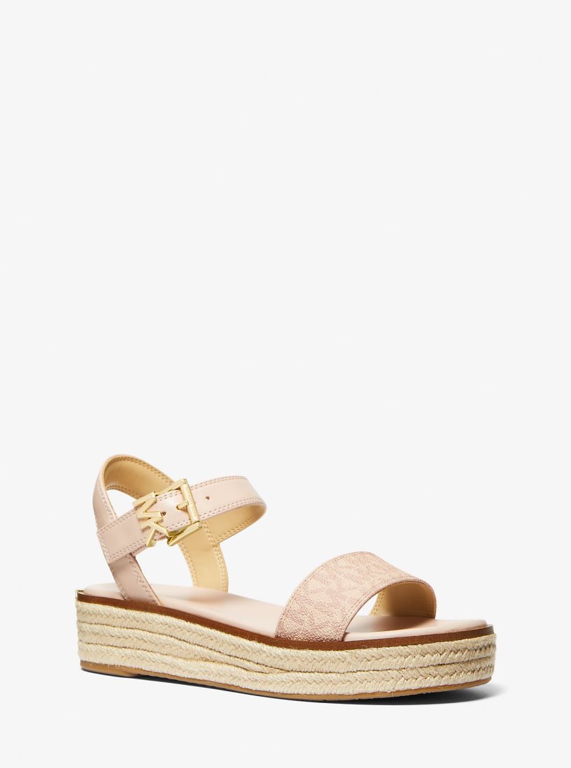 Michael Kors Richie Smooth and Logo Platform Espadrille Sandal Sandalet Kadın Ballet | 273495-JOE