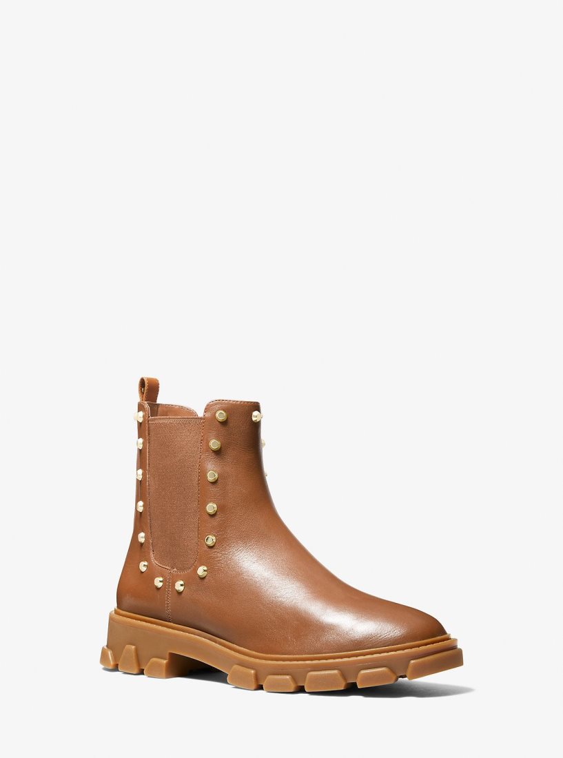 Michael Kors Ridley Astor Stud Leather Boot Bot Kadın Luggage | 365940-XRO