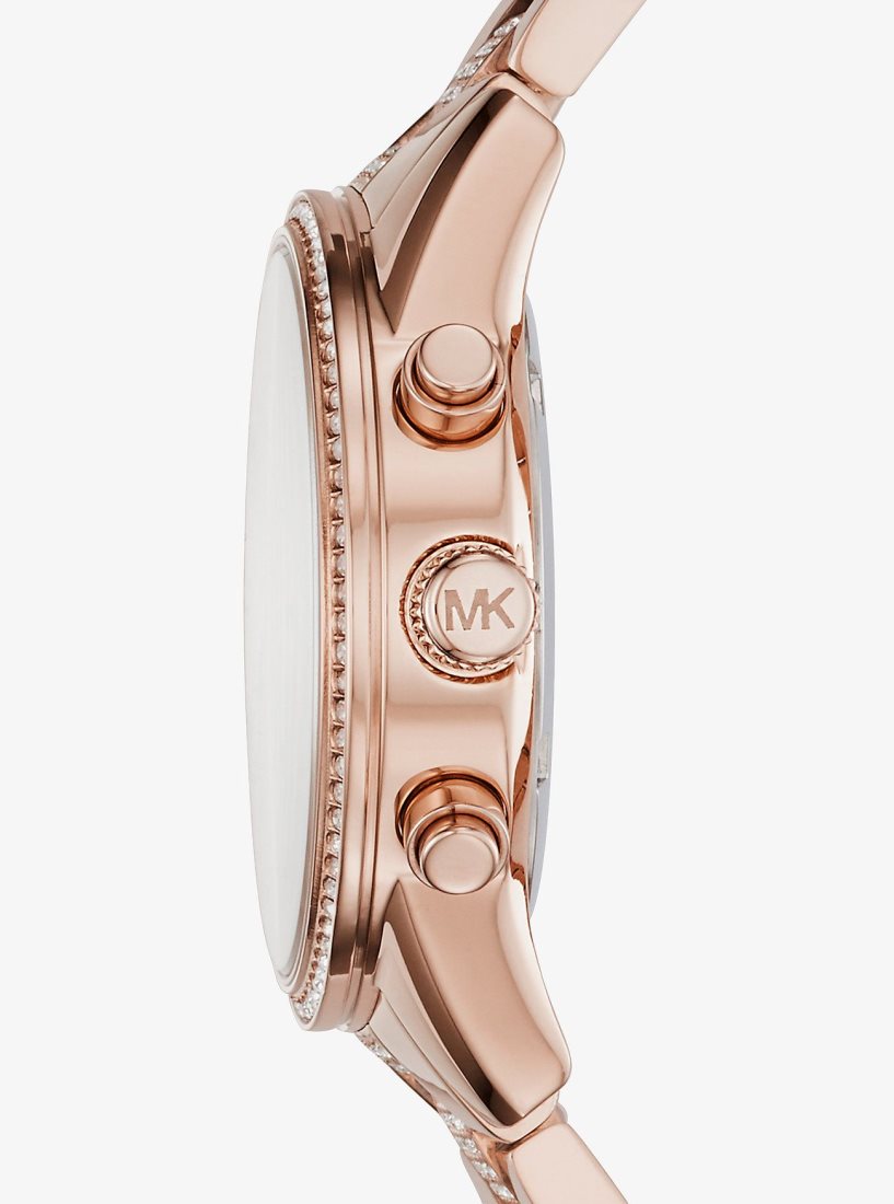 Michael Kors Ritz Pave Rose Gold-Tone Watch Gold-tone Kadın Pembe Altın | 916734-JSC