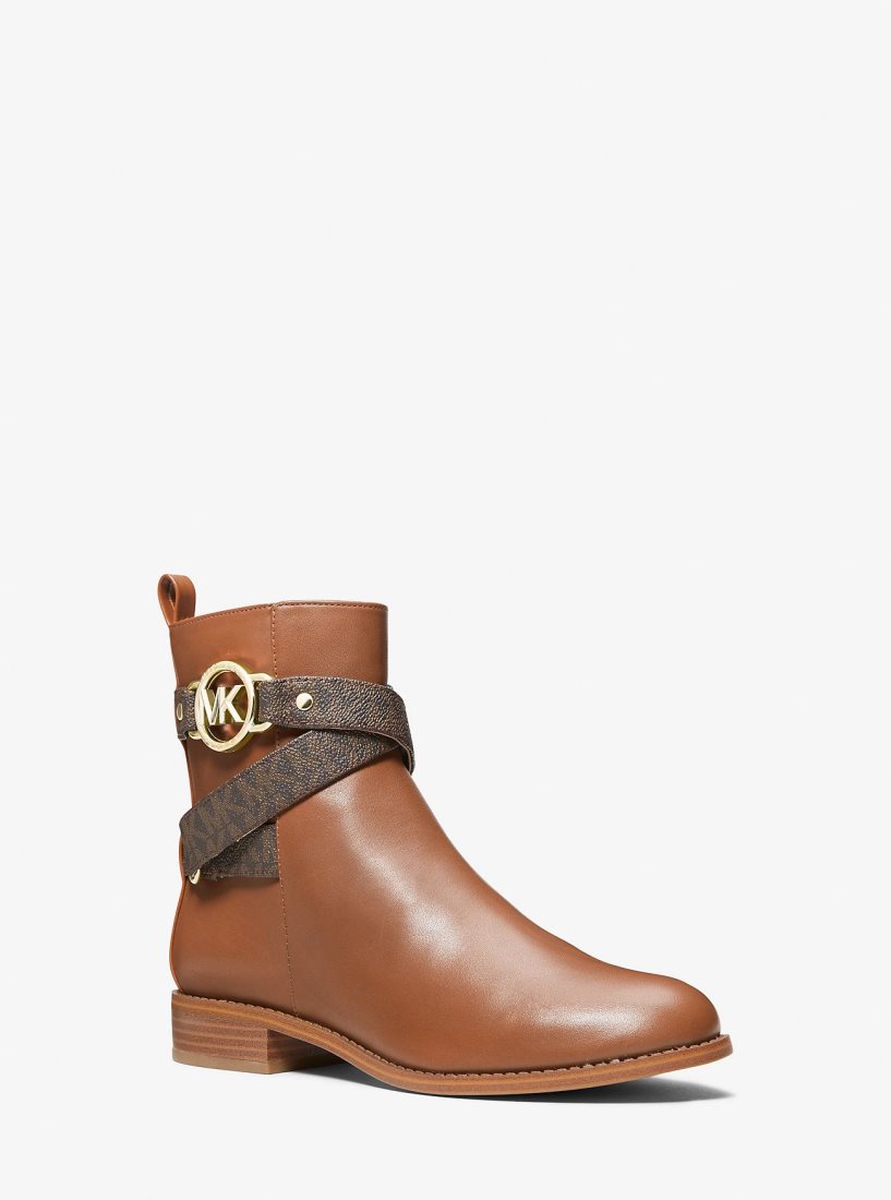 Michael Kors Rory Leather and Logo Ankle Boot Bot Kadın Luggage | 705123-DXJ