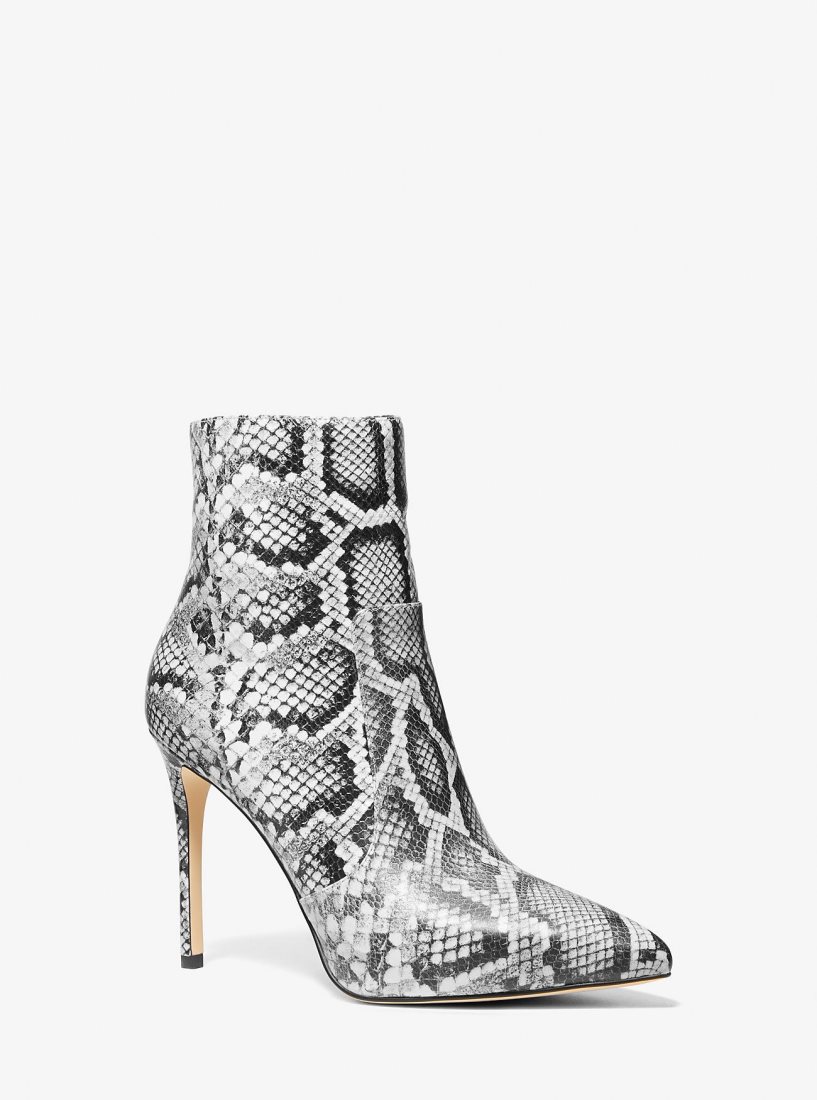 Michael Kors Rue Snake Embossed Leather Ankle Boot Kısa Bot Kadın Siyah | 062437-YFH