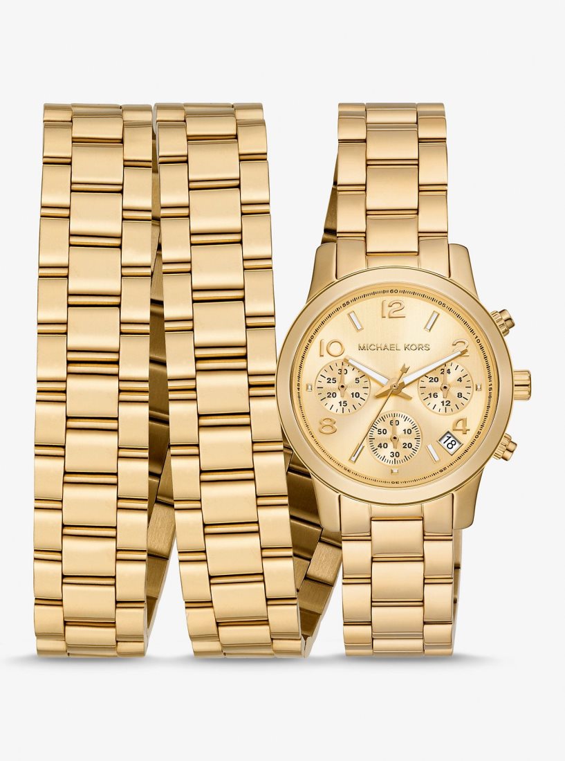 Michael Kors Runway 18K Gold-Plated Stainless Steel Triple Wrap Watch Stainless Kadın Altın | 918653-TFA