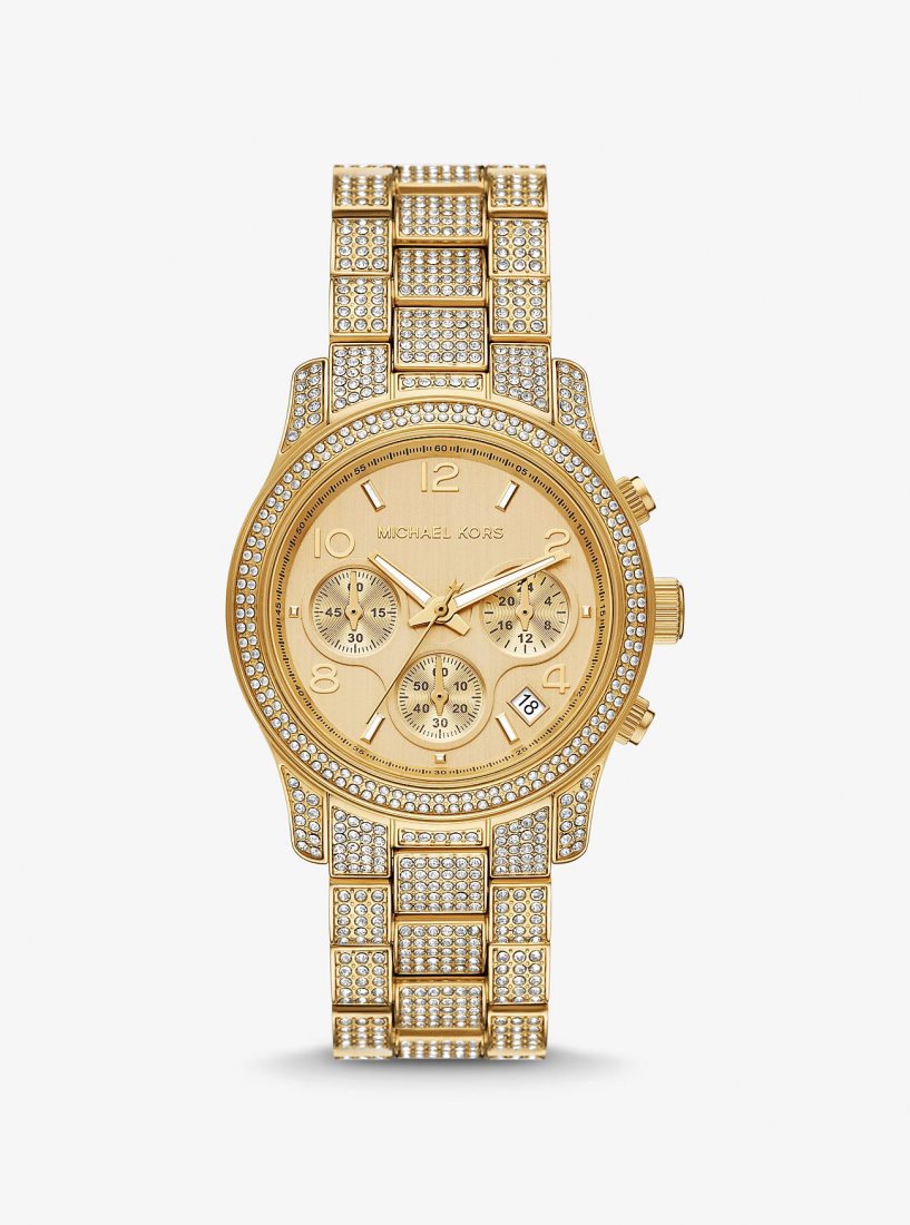 Michael Kors Runway Pave Gold-Tone Watch Gold-tone Kadın Altın | 216785-GRN