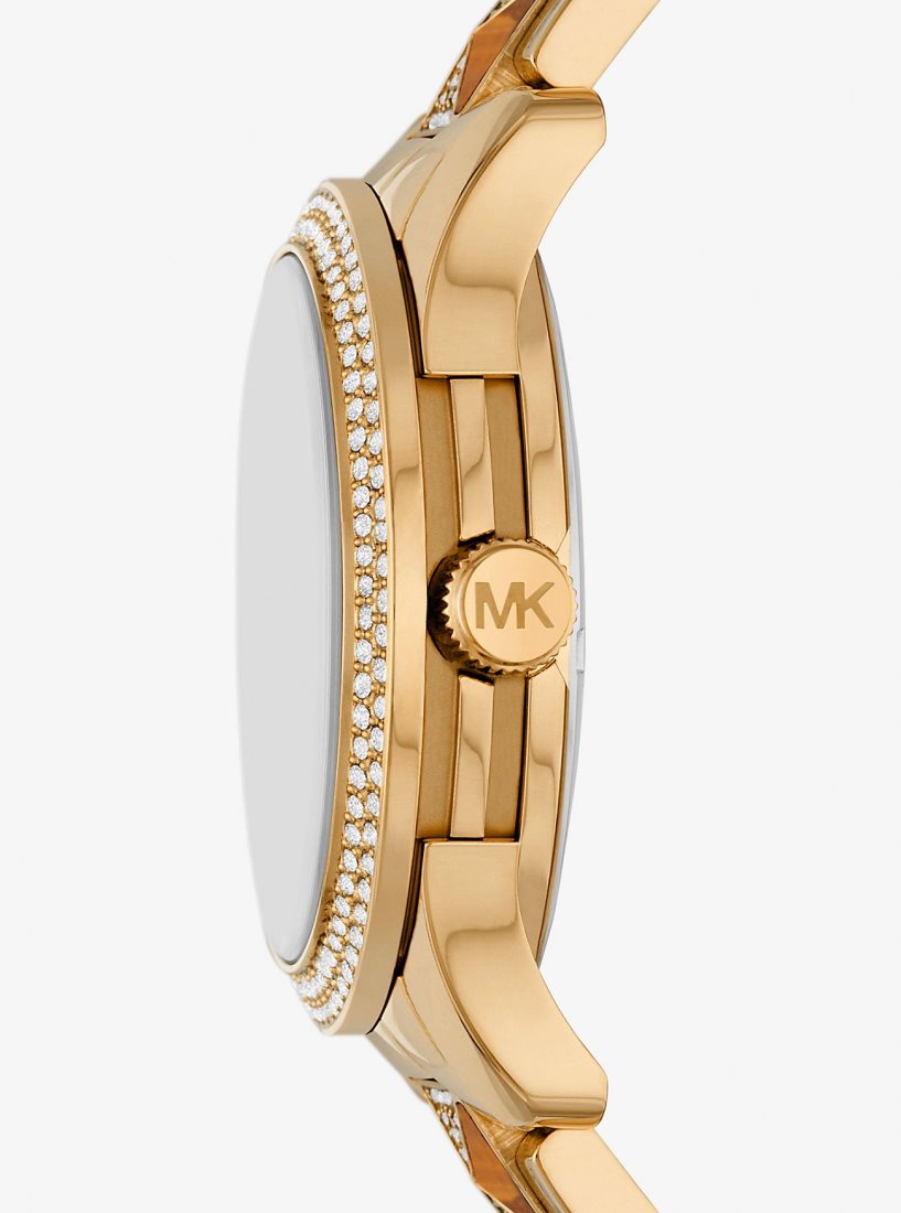 Michael Kors Runway Pave Gold-Tone and Tiger's Eye Watch Gold-tone Kadın Altın | 193768-MHY