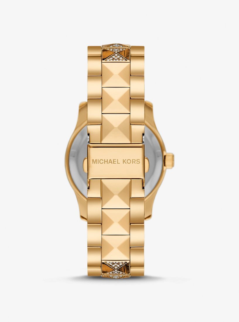 Michael Kors Runway Pave Gold-Tone and Tiger's Eye Watch Gold-tone Kadın Altın | 193768-MHY