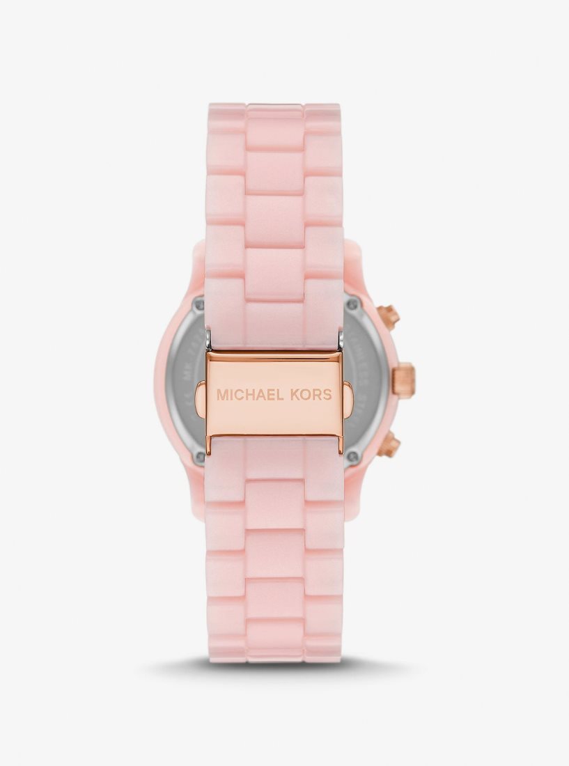 Michael Kors Runway Pave Rose Gold-Tone and Blush Acetate Watch Gold-tone Kadın Pembe | 785360-ORE