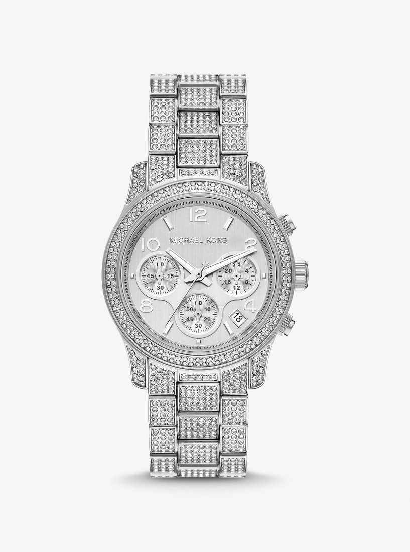 Michael Kors Runway Pave Silver-Tone Watch Silver-tone Kadın Gümüş | 275804-MCO